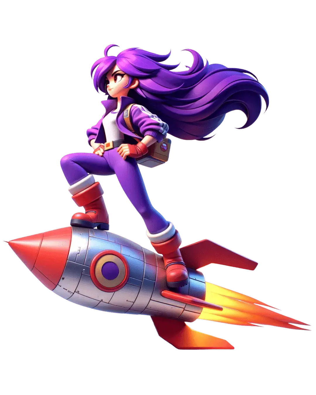 anime girl next to a rocket
