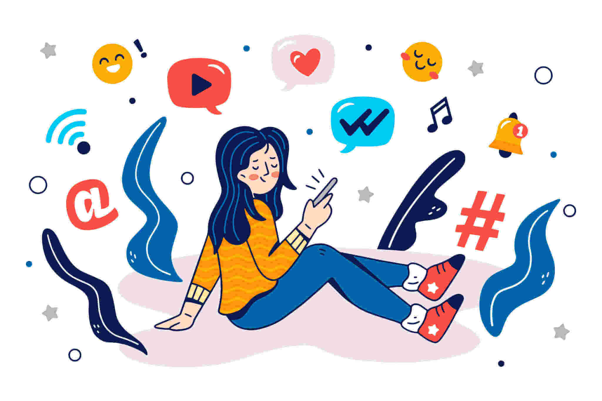 woman using social media